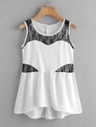 Shein Contrast Lace Peplum Tank Top