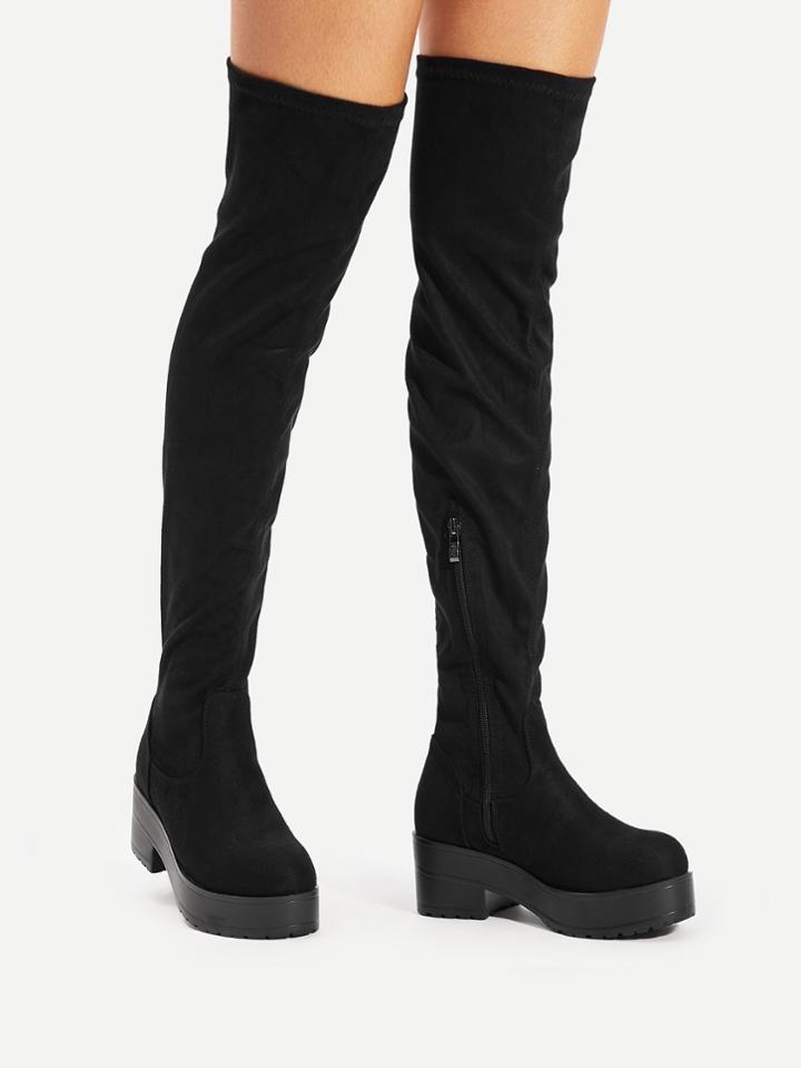 Shein Round Toe Over Knee Platform Boots