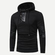 Shein Men Contrast Faux Leather Hoodie