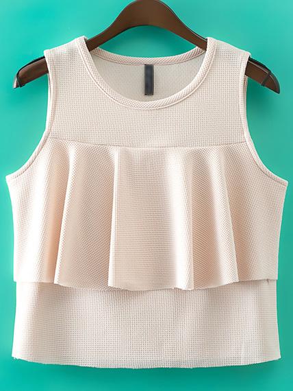 Shein Apricot Ruffle Sleeveless Blouse