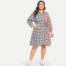 Shein Plus Color Block Plaid Dress