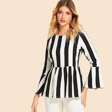 Shein Striped Flounce Sleeve Blouse