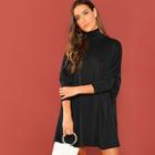 Shein Turtle Neck Batwing Sleeve Solid Dress