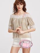 Shein Pink Ball Shape Lace Up Chain Bag