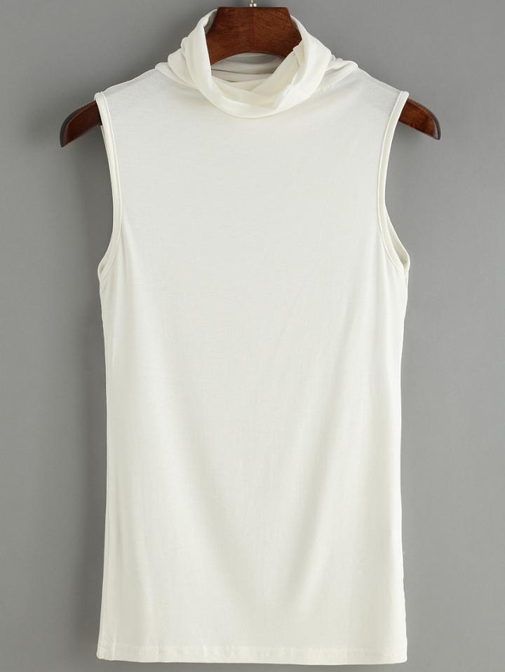 Shein White High Neck Slim Tank Top