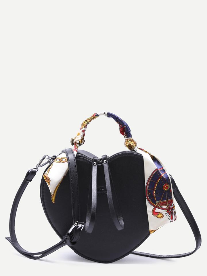 Shein Black Heart Shaped Stylish Pu Crossbody Bag