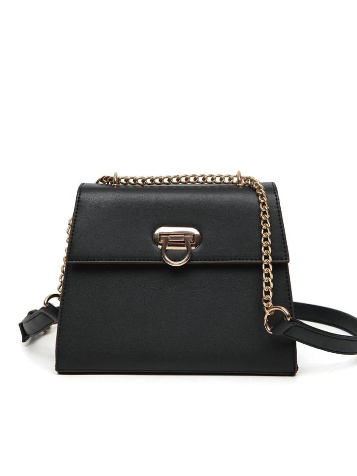 Shein Turnlock Flap Trapezoid Bag With Chain Strap