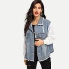 Shein Contrast Sleeve Raw Trim Jacket