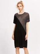 Shein Dolman Sleeve Contrast Sparkle Tee Dress