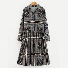 Shein Tribal Print Shirt Dress