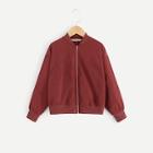 Shein Girls Drop Shoulder Solid Bomber Jacket