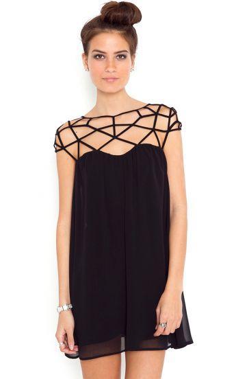 Shein Black Girl Cut Out Shift Chiffon Mini Dress