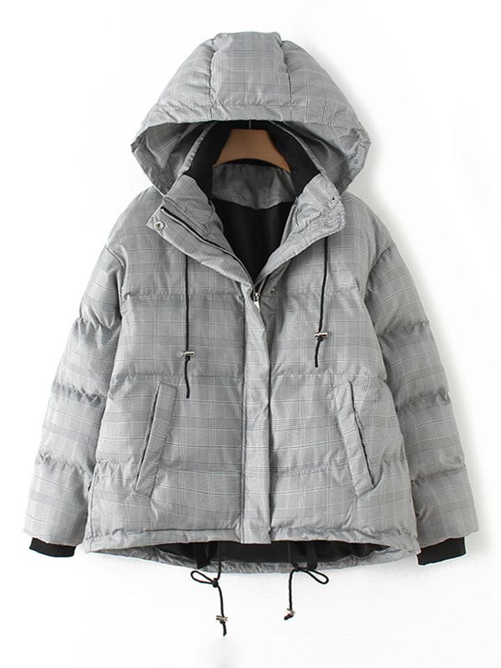 Shein Glen Plaid Short Padded Coat