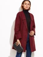 Shein Burgundy Notch Collar One Button Front Coat