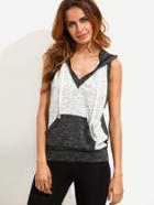 Shein Colorblock V Neck Hooded Tank Top