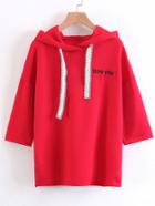 Shein Slogan Patch Side Slit Hoodie