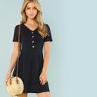 Shein Button Up Ribbed Knit Dress
