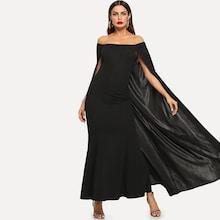 Shein Off Shoulder Solid Cape Dress