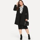 Shein Plus Solid Button Wool Coat