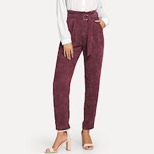 Shein O-ring Belted Corduroy Pants