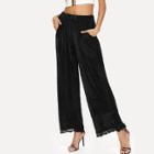 Shein Tassel Detail Drawstring Velvet Wide Leg Pants