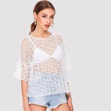 Shein Allover Knot Detail Mesh Top