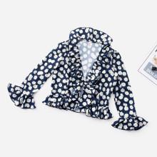 Shein Daisy Print Ruffle Trim Blouse