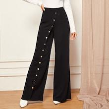 Shein Snap Button Front Wide Leg Pants