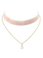 Shein Pink Gothic Wide Velvet Choker Chain Necklace
