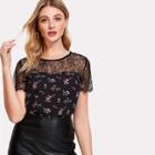 Shein Lace Sweetheart Floral Top