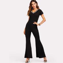 Shein V Neck Flare Leg Jumpsuit