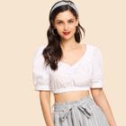 Shein Puff Sleeve Ruched Front Top