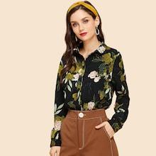 Shein Button Front Collar Neck Floral Top