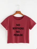 Shein Letter Print Roll Sleeve T-shirt