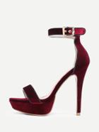 Shein Ankle Strap Velvet Stiletto Sandals