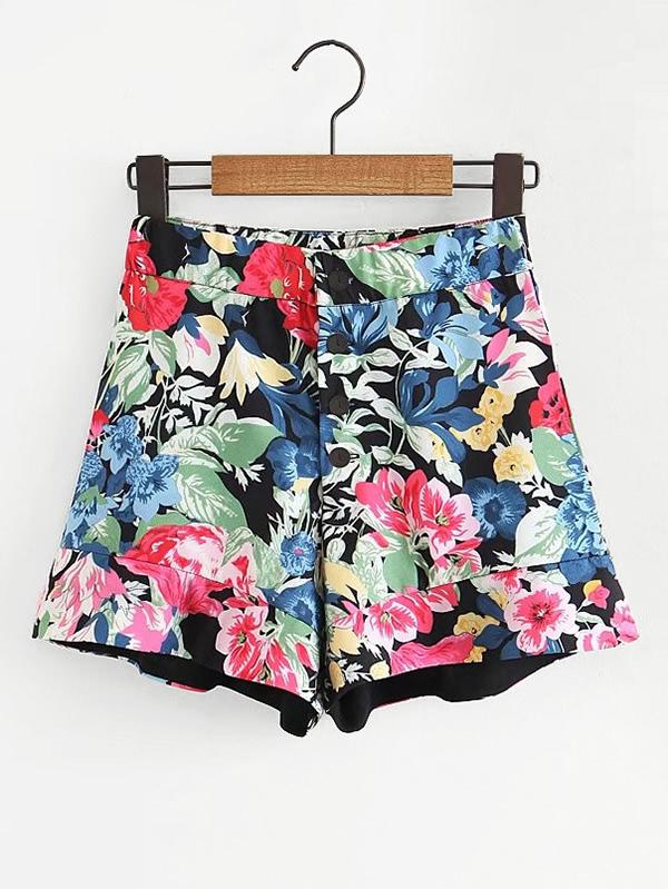Shein Button Front Florals Shorts