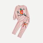 Shein Boys Bird Pattern Pullover With Pants