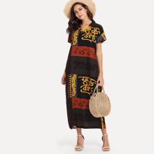 Shein Hieroglyphic Print Longline Dress