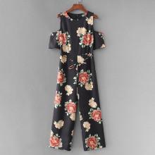 Shein Open Shoulder Florals Wide Leg Jumpsuit