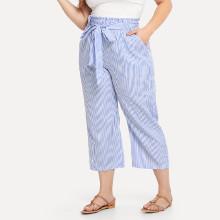 Shein Plus Self Tie Waist Striped Pants