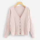 Shein Dropped Shoulder Pleated Button Up Sweater