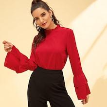 Shein Frilled Collar Layered Flounce Sleeve Top