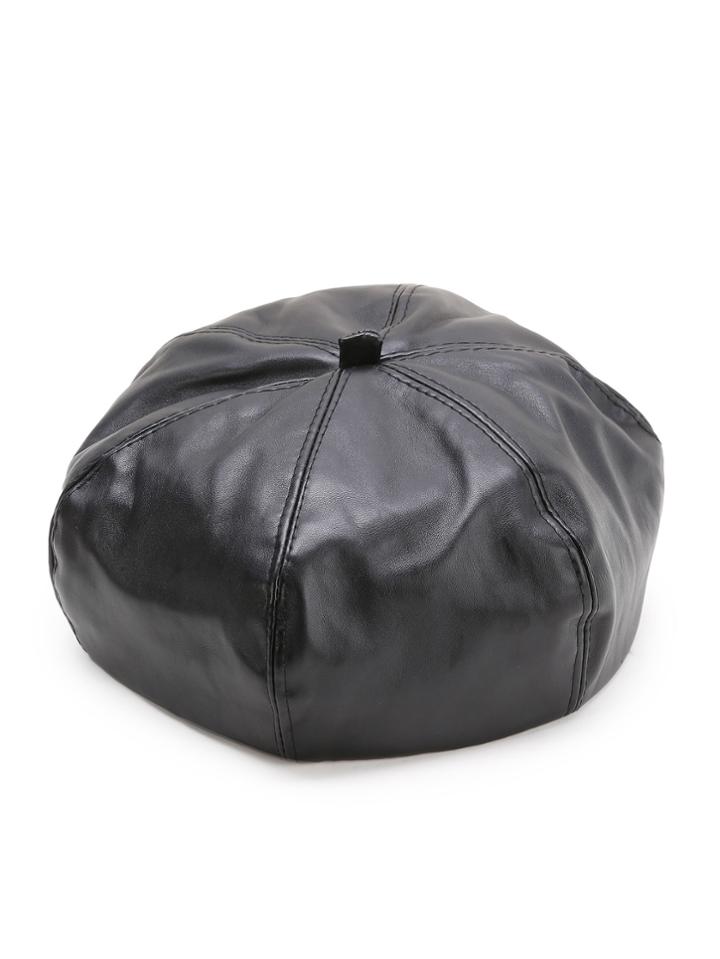 Shein Black Faux Leather Beret
