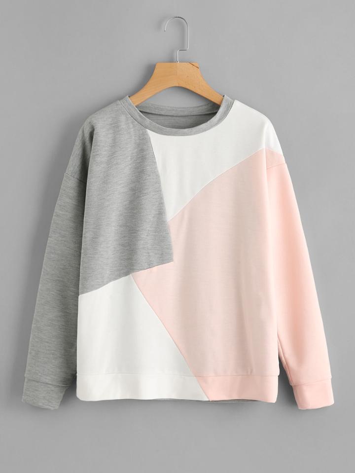 Shein Cut And Sew Panel Drop Shoulder Pullover