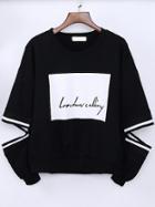 Shein Black Letter Print Gothic Thanksgiving Carnival Cutout Sweatshirt