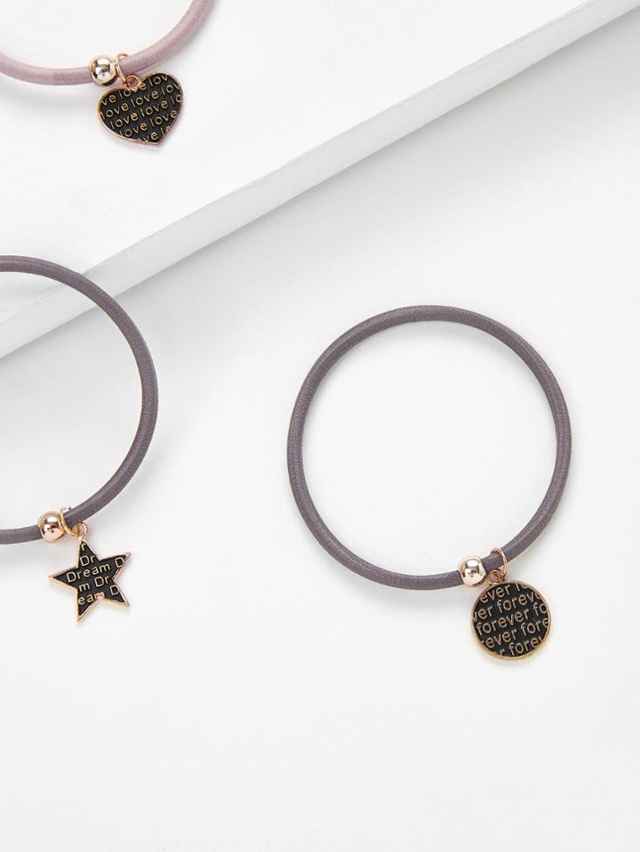 Shein Heart Shaped Charm Hair Tie 3pcs