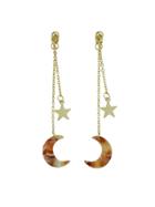 Shein Light-brown Star Charm Earrings Colorful Acrylic Moon Geometric Drop Earrings