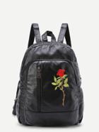 Shein Flower Embroidery Pu Backpack
