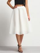 Shein White Knee-length Flare Skirt