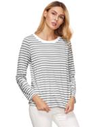 Shein Dark Grey Striped Long Sleeve T-shirt